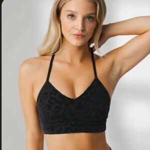 Balance Athletica Vitality Womens M Lux Form Sports Bra Panther Black Velvet New